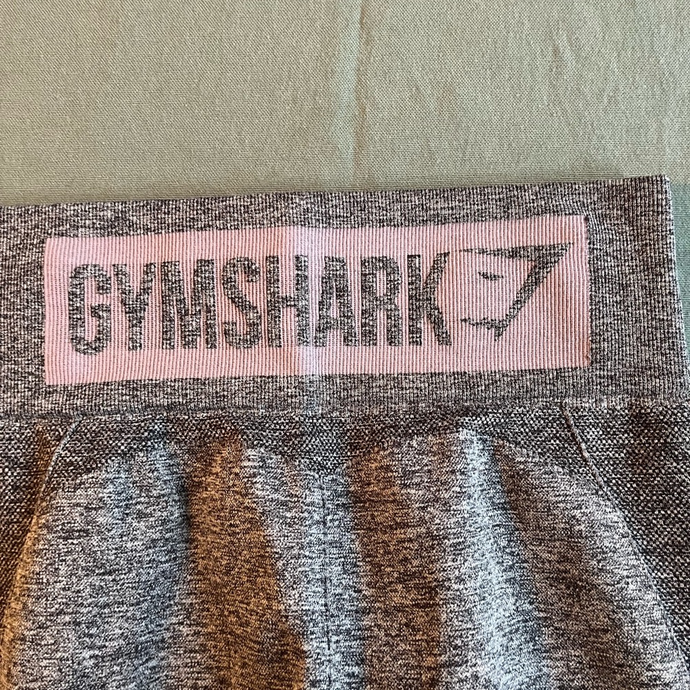 Gymshark Heathered Gray Leggings with Pink Logo
